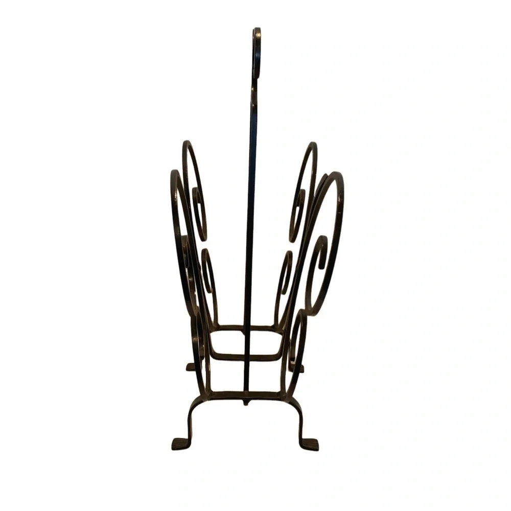 Elegant Black Vintage Wrought Iron Magazine Stand. Butterfly Design.
